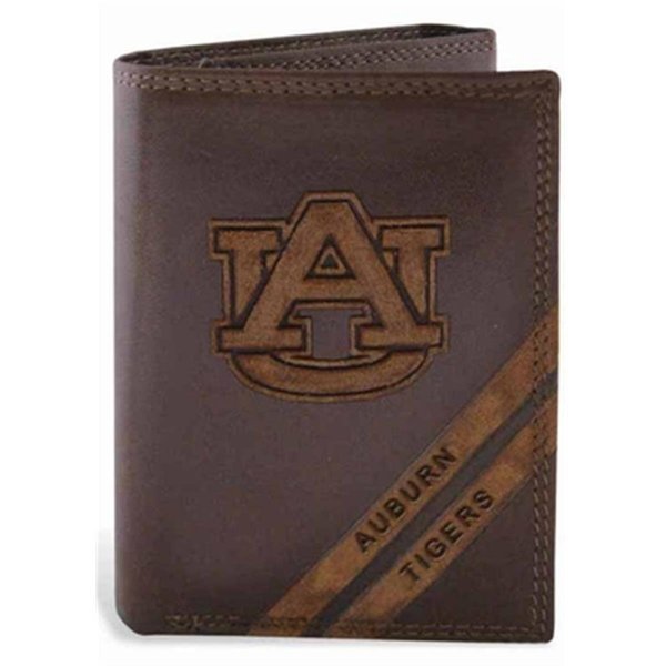 Zeppelinproducts ZeppelinProducts UAU-IWD2-BRW Auburn Trifold Debossed Leather Wallet UAU-IWD2-BRW